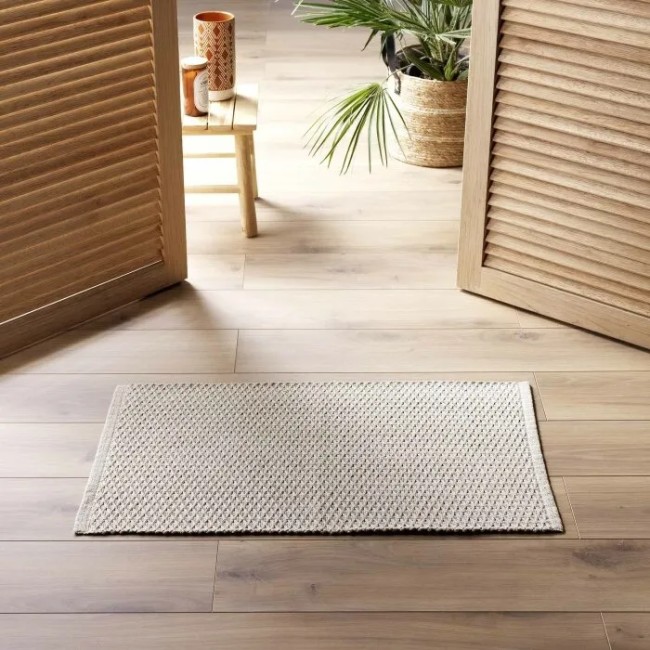 tapis rectangulaire 50 x 80 cm coton polyester lin