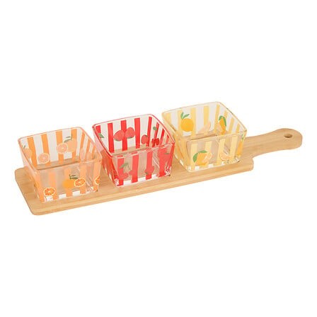 service aperitif bambou 4 pieces plateau coupelles fruity