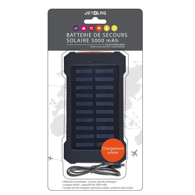 Batterie externe solaire 5000 mAh power bank portable