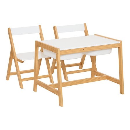 bureau enfant Bako avec 2 chaises blanc