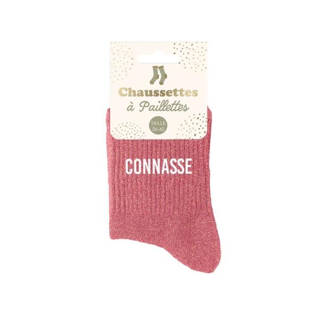 Chaussettes paillettes taille 39‑42 avec message humoristique – mode fun connasse 