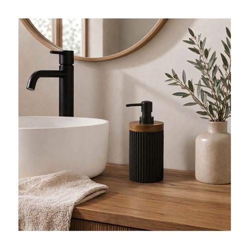 Distributeur de savon noir Niagara 17 cm | Irisia Maison