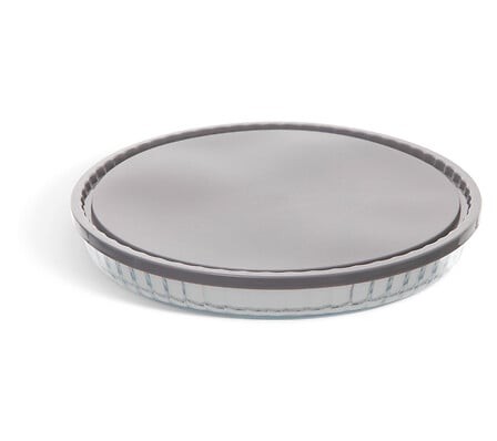 Plat à tarte en verre Ø 27 cm avec couvercle – cuisson & service Plat à tarte en verre diamètre 27 cm avec couvercle – plat pâtisserie
