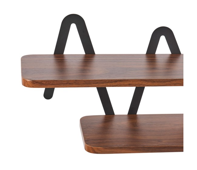 Étagère murale métal et MDF Zaza marron et noir rangement déco intérieur