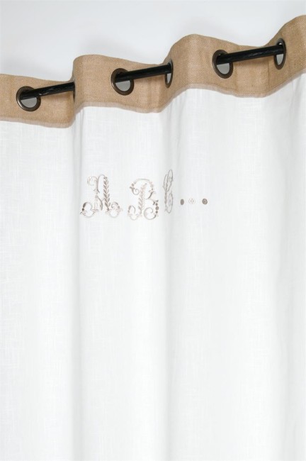 Rideau Josepha blanc 140 × 260 cm coton et jute | Irisia Maison