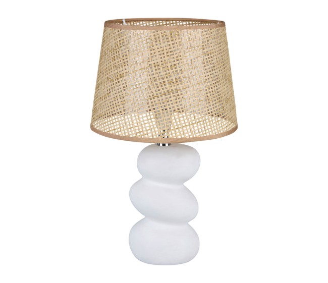 Lampe à poser Moorea céramique blanche et rotin | Irisia Maison