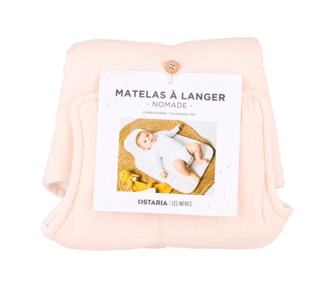 Matelas à langer nomade coton rose | Irisia Maison