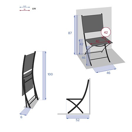 Chaise pliante Modula ambre en métal et texaline – chaise de jardin
