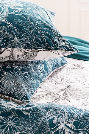 Parure de lit Jungle 240×220 cm coton imprimé jungle – housse + taies confort naturel