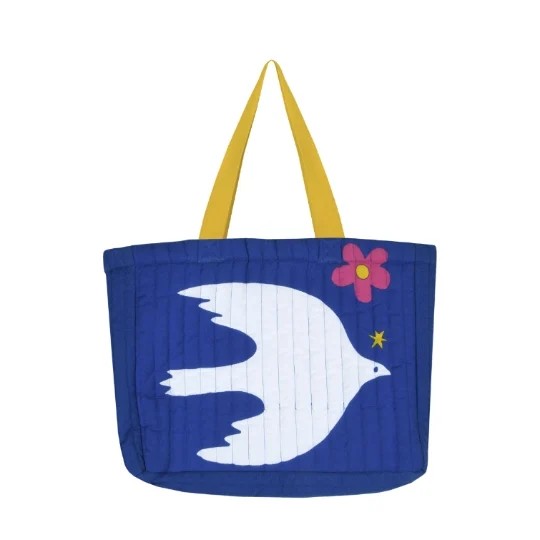 sac cabas imprimé oiseaux 44x35 cm en polycoton