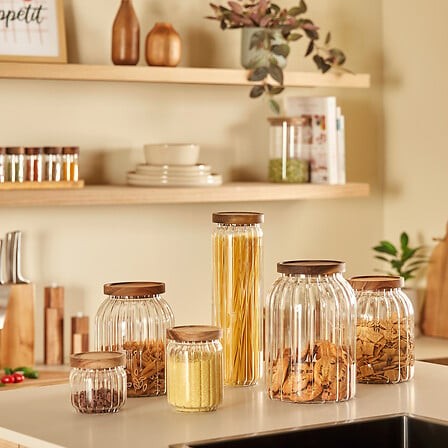 Bocal en verre 300 ml avec couvercle en acacia | Irisia Maison