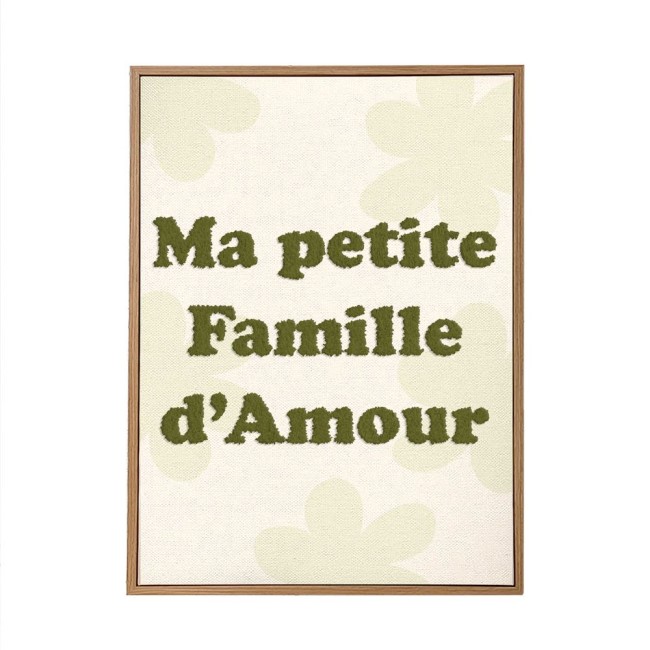 toile tuftée Ma petite famille d'amour 30x40 cm beige toile tuftée Ma petite famille d'amour 30x40 cm beige