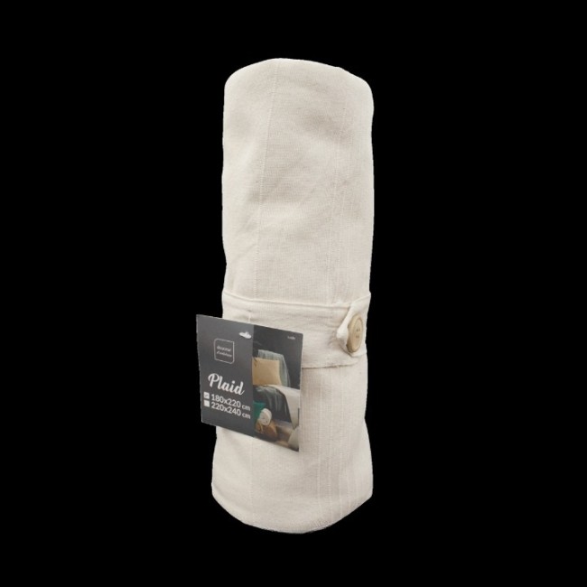 Couvre-lit naturel 180x220 cm polycoton Couvre-lit polycoton uni naturel 180x220 cm
