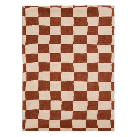 tapis en laine damier marron 160x230 cm Homy