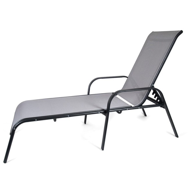 Chaise longue de piscine noir graphite avec dossier rabattable Chaise longue de piscine noir graphite avec dossier rabattable
