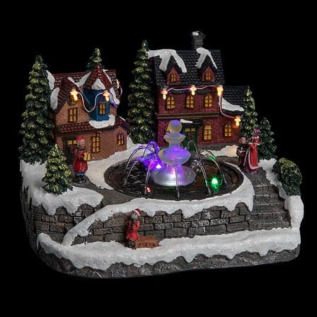 Village de Noël lumineux fontaine enfants 14 LED | Irisia Maison