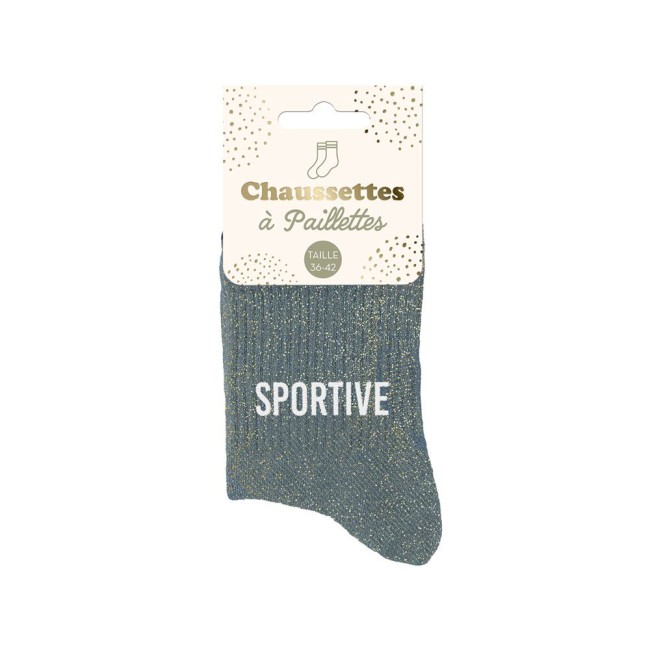 Chaussettes paillettes taille 39‑42 avec message humoristique – mode fun sportive