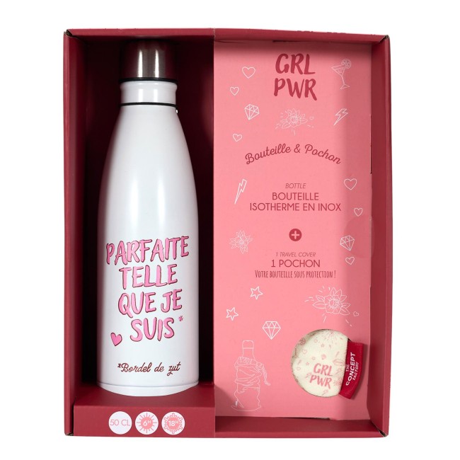 Coffret bouteille isotherme 50cl inox avec étui et mousqueton Coffret bouteille isotherme 50cl inox avec étui et mousqueton