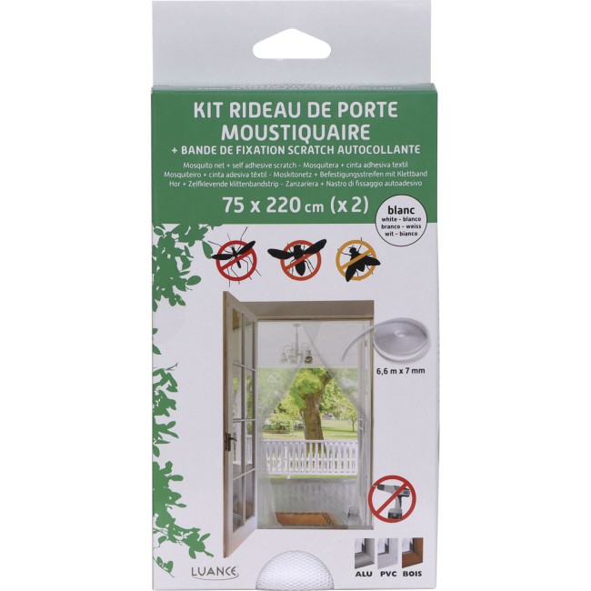Kit moustiquaire porte 2 toiles 75x220 cm – anti insectes facile à poser kit moustiquaire porte 75x220 cm 2 toiles anti insectes rideau porte ete