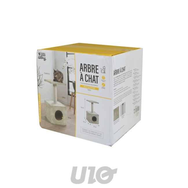 Arbre à chat beige avec niche 58 cm | Irisia Maison