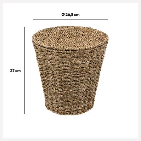 Poubelle 9 L en roseau avec couvercle