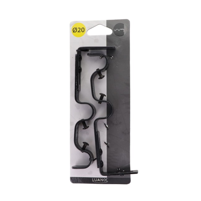 Lot de 2 supports doubles pour tringle à rideaux noir et or