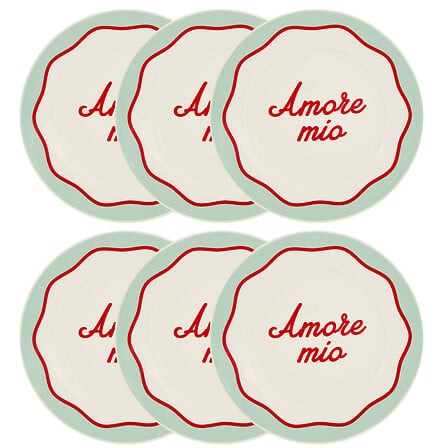 6 assiettes à dessert Amore Mio porcelaine 20 cm | Irisia Maison