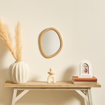 Miroir mural 31 x 40 cm bois et corde