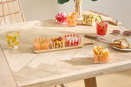 service aperitif bambou 4 pieces plateau coupelles fruity