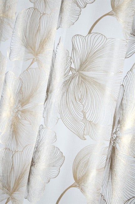 voilage blanc fleurs dorées 140 × 260 cm | Irisia Maison