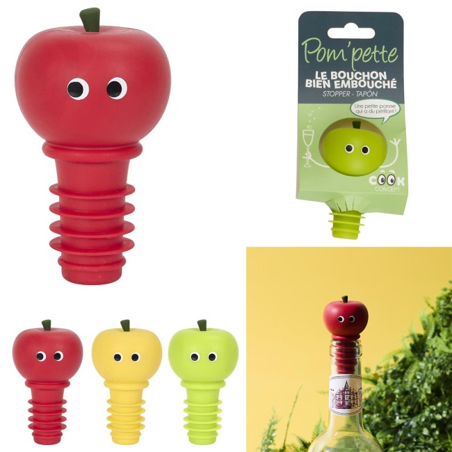 3 bouchons de bouteille en silicone forme pomme | Irisia Maison