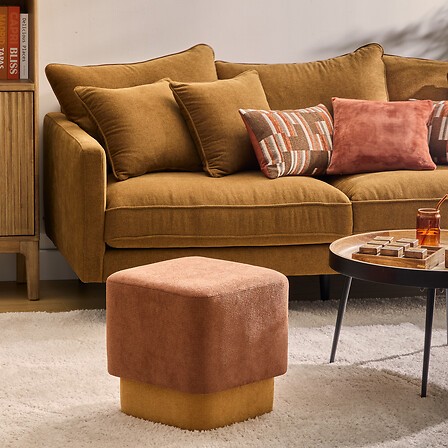 pouf 2 en 1 Doki ambre et ocre modulable