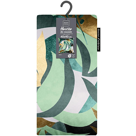 Housse de coussin velours vert et or 40 × 40 cm | Irisia Maison