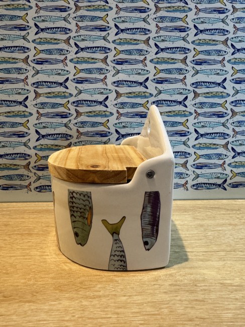 Pot à sel en céramique Peixe 420 ml avec couvercle | Irisia Maison