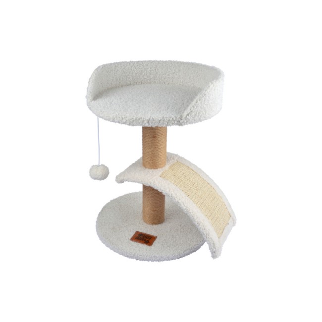 Arbre à chat Wooly écru avec griffoir 40 cm | Irisia Maison