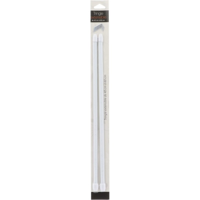 Lot de 2 tringles à vitrage extensibles blanches 40-60 cm