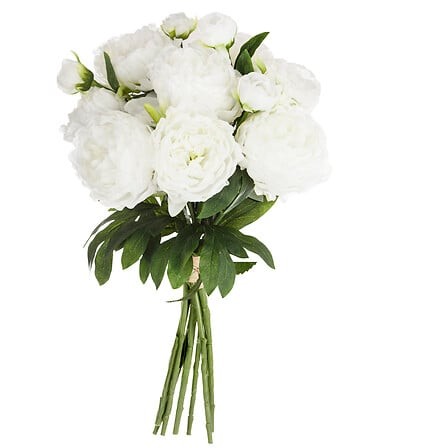 Bouquet artificiel de 13 pivoines blanc H 50 cm – fleurs déco