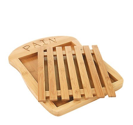 Planche à découper pain bambou 34 x 26 cm – planche pratique Planche à découper pain bambou 34 x 26 cm avec récupérateur miettes