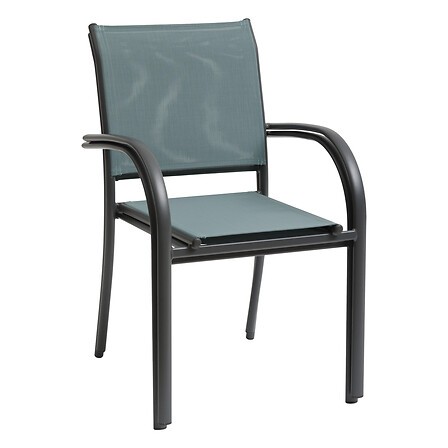 Fauteuil repas empilable Piazza aluminium vert jade  graphite jardin