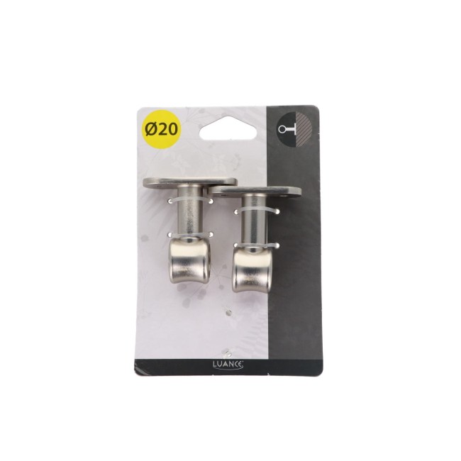 Lot de 2 supports pour tringle à rideaux argent mat