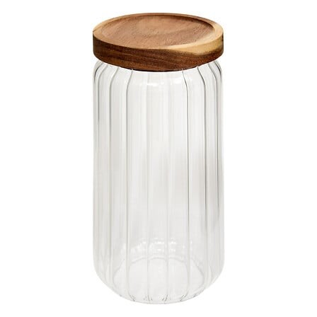 Bocal en verre 1 L avec couvercle en acacia | Irisia Maison Bocal en verre 1 L avec couvercle en acacia | Irisia Maison