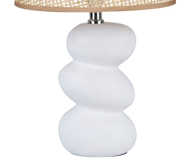 Lampe à poser Moorea céramique blanche et rotin | Irisia Maison