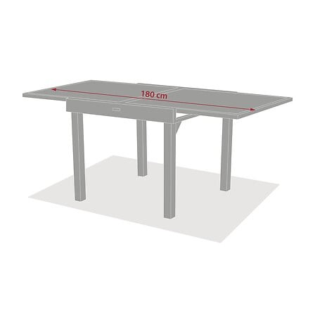 Table jardin extensible Piazza 8 places – aluminium et verre trempé Table de jardin extensible carrée Piazza argile 8 places aluminium verre