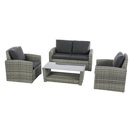 Salon de jardin Polynesia havane 4 places résine tressée aluminium