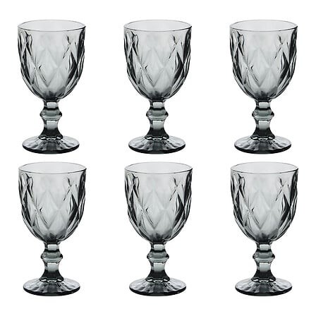 Lot de 6 verres à vin gris 23 cl – verrerie élégante table