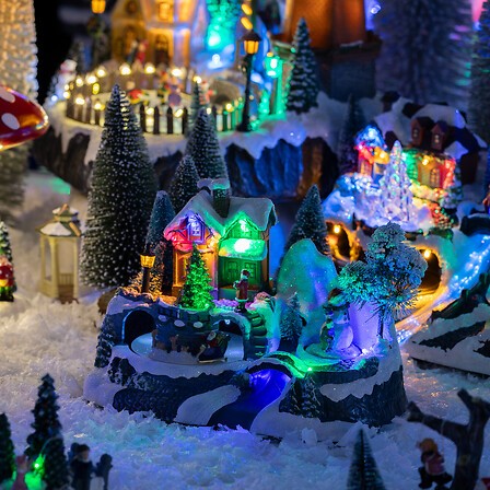Village de Noël Père Noël traîneau 11 LED | Irisia Maison