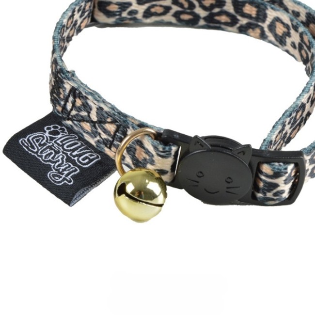 Collier chat anti étranglement avec grelot réglable 20-28 cm polyester