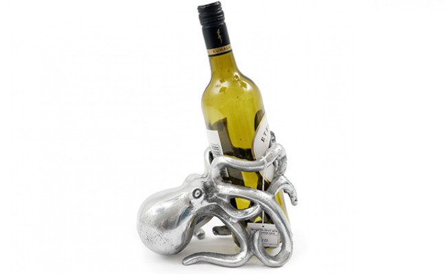 Porte-bouteille Octopus argenté 20 cm | Irisia Maison