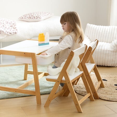 bureau enfant Bako avec 2 chaises blanc