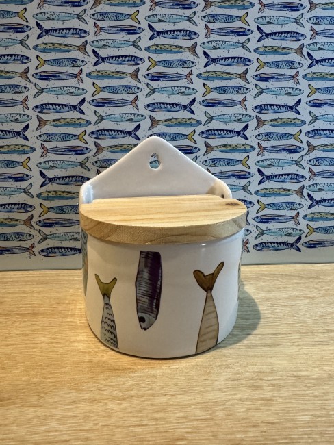 Pot à sel en céramique Peixe 420 ml avec couvercle | Irisia Maison